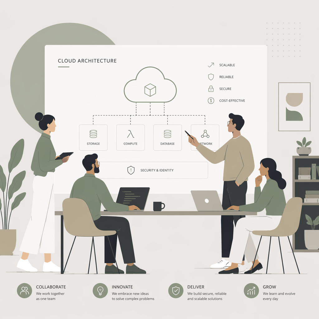 CutlyCloud 专家团队与云价值经营合伙人的抽象视觉图
